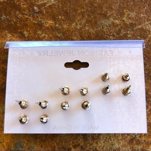 6 pair gold-tone mixed metals gemstone faux Pearl earring sets - Picture 6 of 7